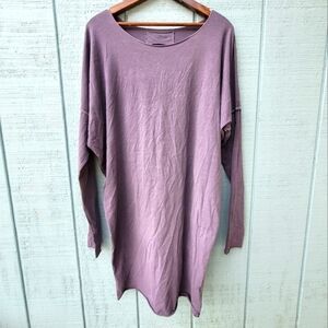 Rock Cotton Supima Cotton Dolman Sleeve Mini Dress size 2 M Purple Gray